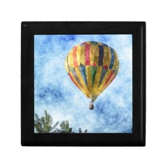Rainbow Takeoff: Hot Air Balloon in Flight Jewelry Boxes