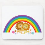 Rainbow Tango-Cute Cartoon Lions Mousepad