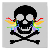 Rainbow Tears Black Skull Poster