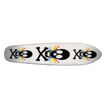 Rainbow Tears Black Skull Skateboard