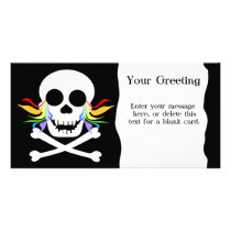 Rainbow Tears White Skull Custom Card Photo Greeting Card