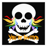 Rainbow Tears White Skull Invitations