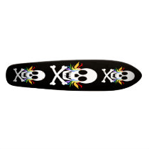 Rainbow Tears White Skull Skateboard