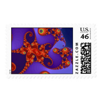 Rainbow Tentacles Postage Stamp by JamesOakley Rainbow Tentacles Postage Stamp