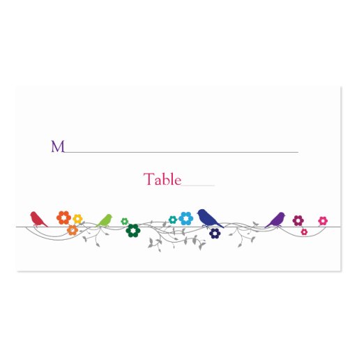 Rainbow Theme Birds Flowers Wedding Place Cards Business Cards (front side)