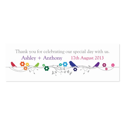 Rainbow Theme Birds Wedding Thank You Favor Tags Business Cards (front side)