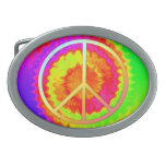 Rainbow Tie-Dye Peace Sign Belt Buckle