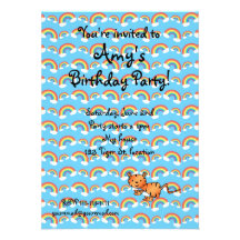 Rainbow tiger birthday invitation