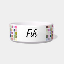 Rainbow tiled squares pattern pet water bowls