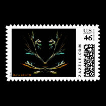 Rainbow Tree Fractal Postage Stamp