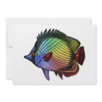 Rainbow Tropical Butterfly Fish Custom Invite