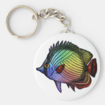 Rainbow Tropical Butterfly Fish Keychain