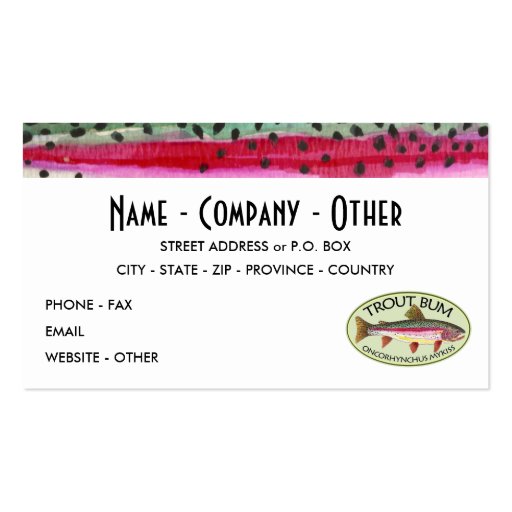 Rainbow Trout Business Cards (front side)