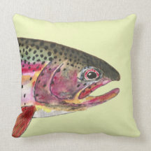 Rainbow Trout Fishing Throw Pillow