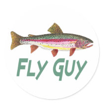 Rainbow Trout Fly FIshing Round Stickers
