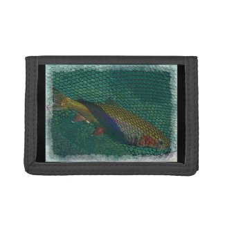 Rainbow Trout in the Net Tri-fold Wallets