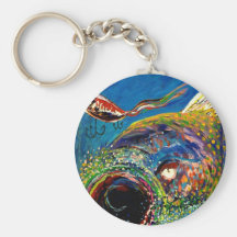 Rainbow Trout Tracking a Fishing Lure Key Chain