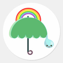 rainbow umbrella drop rain stickers