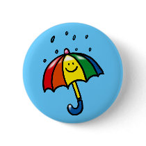 Rainbow umbrella & rain drops pin