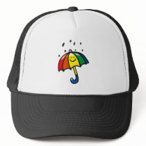 Rainbow umbrella & rain drops hats