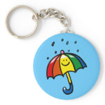 Rainbow umbrella & rain drops keychains