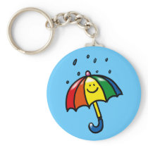 Rainbow umbrella & rain drops keychains