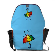 Rainbow umbrella & rain drops courier bag