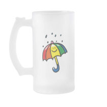 Rainbow umbrella & rain drops mug