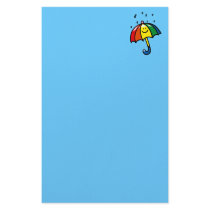 Rainbow umbrella & rain drops stationery design