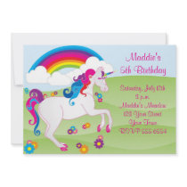 Rainbow Unicorn Birthday Invitations