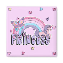 Rainbow Unicorn Butterfly Princess Design magnets by cutespot Rainbow Unicorn Butterfly Princess Design magnets