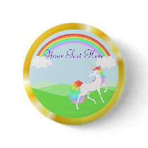 Rainbow Unicorn Button by Customizables Rainbow Unicorn Button