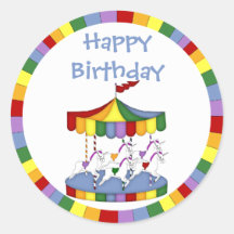 Rainbow Unicorn Carousel Birthday Stickers