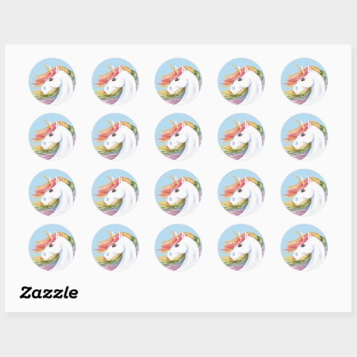 Rainbow Unicorn Classic Round Sticker Zazzle