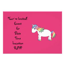 Rainbow unicorn custom invitations
