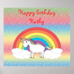 Rainbow unicorn on rainbow  stars print