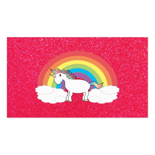 Rainbow unicorn pink glitter business card templates (back side)