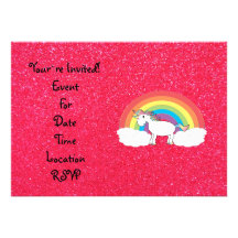 Rainbow unicorn pink glitter custom announcement