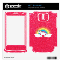 Rainbow unicorn pink glitter HTC touch HD decals