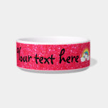 Rainbow unicorn pink glitter pet water bowl