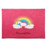 Rainbow unicorn pink glitter place mat