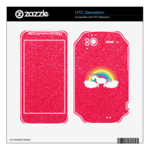 Rainbow unicorn pink glitter decal for HTC sensation