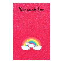 Rainbow unicorn pink glitter stationery design