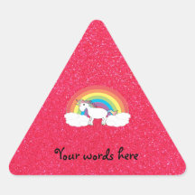Rainbow unicorn pink glitter triangle stickers