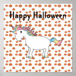 Rainbow unicorn pumpkin pattern poster