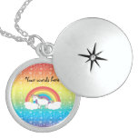 Rainbow unicorn silver locket