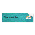 Rainbow unicorn turquoise glitter bumper stickers