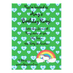 Rainbow unicorn with blue hearts green custom invite