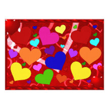 Rainbow Valentine Hearts Announcements