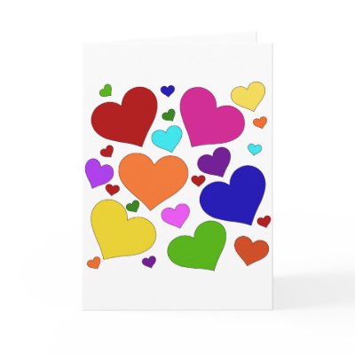Rainbow Valentine Hearts greeting cards
